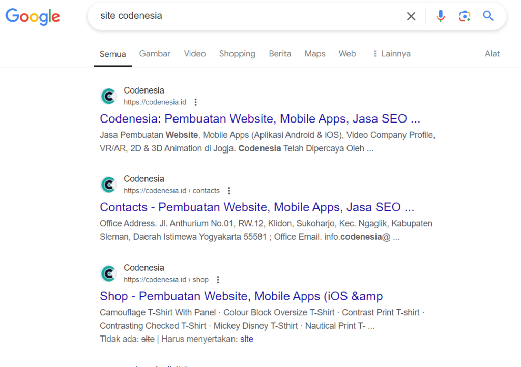 Mencari dalam Situs Tertentu dengan "site:"