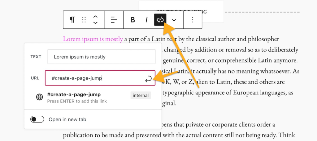 Langkah-Langkah Membuat Link dalam Satu Halaman di WordPress